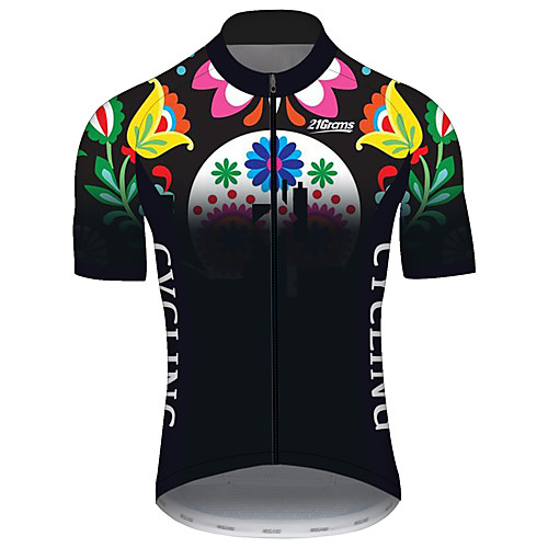 

21Grams Men's Short Sleeve Cycling Jersey Black / Green Butterfly Floral Botanical Bike Jersey Top Mountain Bike MTB Road Bike Cycling UV Resistant Quick Dry Breathable Sports Clothing Apparel