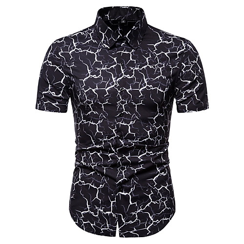 

Men's Geometric Galaxy Print Shirt Business Elegant Party Club White / Black / Short Sleeve
