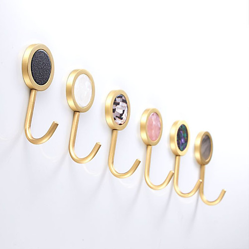 

Natural Marble Shell Textures Six Hooks Round Towel Brass Robe Hook Bag Clothes Antique Copper Hanger 3M Strong Viscosity Self-adhesive Pack 6 Mixed Colors