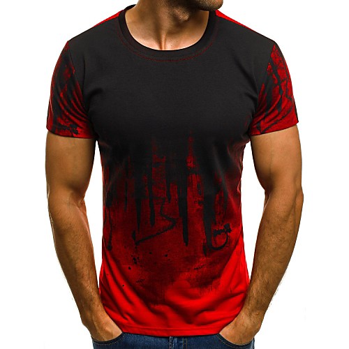 

Men's 3D Slim T-shirt Daily Sports Round Neck White / Red / Army Green / Dark Gray / Short Sleeve