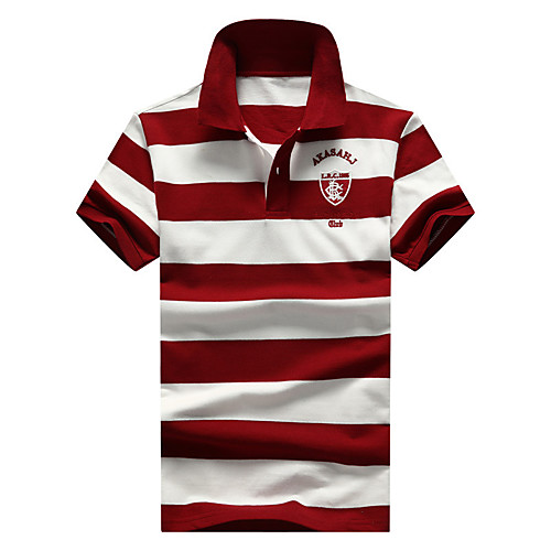 

Men's Striped Polo Basic Daily Black / Blue / Red / Gray / Short Sleeve