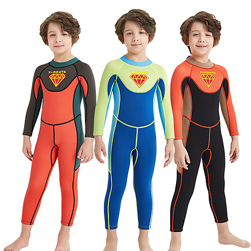 

Dive&Sail Boys' Girls' Full Wetsuit 2.5mm SCR Neoprene Diving Suit Windproof Anatomic Design Long Sleeve Back Zip Patchwork Autumn / Fall Spring Summer / High Elasticity / Kids