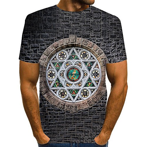 

Men's Graphic Print T-shirt Street chic Exaggerated Daily Going out Rainbow