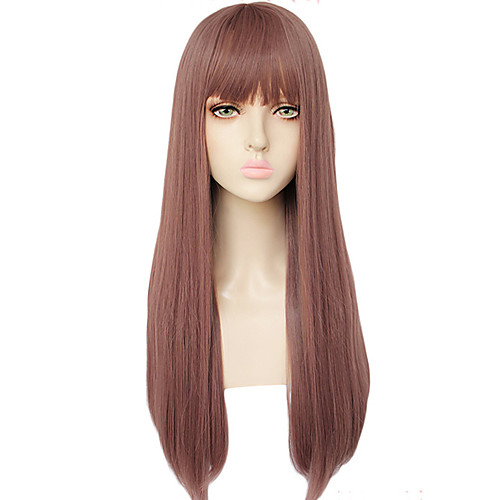 

GAGA LADY Cosplay Wigs Women's Straight bangs 26 inch Heat Resistant Fiber kinky Straight Brown Brown Anime