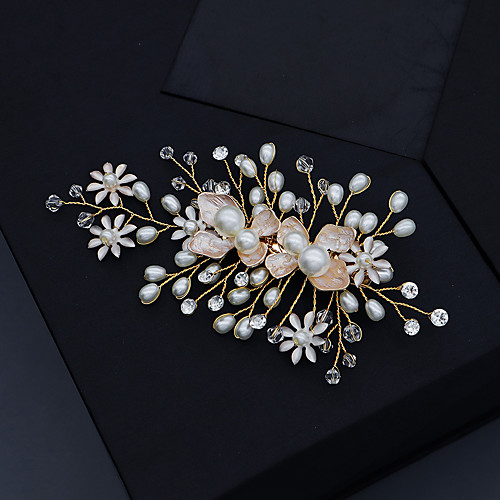 

Women's For Wedding Anniversary Gift Formal Imitation Pearl Rhinestone Alloy Golden 1pc
