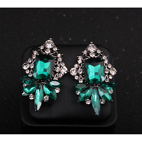 

Women's Stud Earrings Classic Love Vintage Classic Imitation Diamond Earrings Jewelry Dark Green For Gift Daily 1 Pair