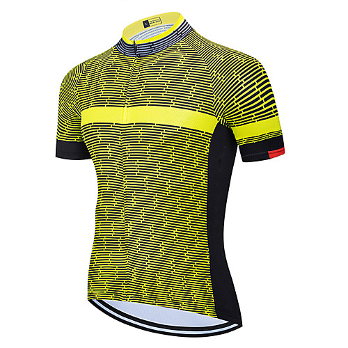 

21Grams Men's Short Sleeve Cycling Jersey Spandex Dark Grey Black / Red Black / Yellow Plaid Checkered Solid Color Bike Jersey Top Mountain Bike MTB Road Bike Cycling UV Resistant Breathable Quick Dry