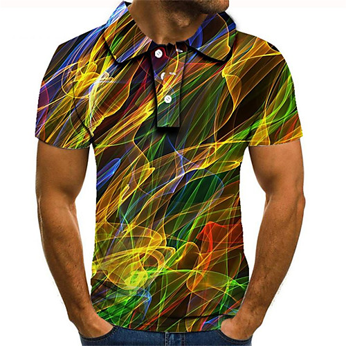 

Men's Plus Size 3D Graphic Polo Street chic Exaggerated Daily Going out Shirt Collar Rainbow / Short Sleeve