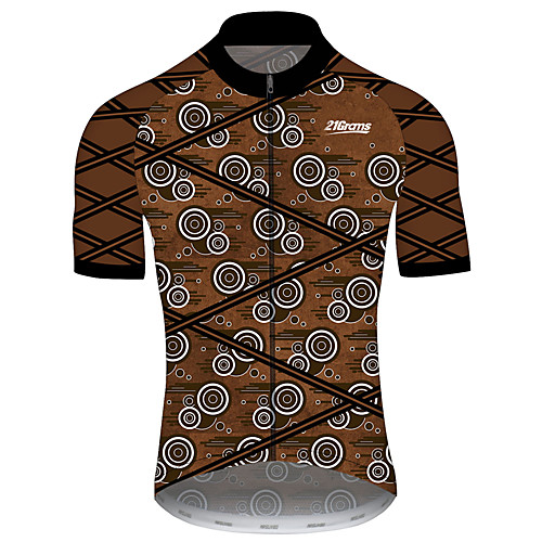 

21Grams Men's Short Sleeve Cycling Jersey Spandex BrownGray Bike Jersey Top Mountain Bike MTB Road Bike Cycling UV Resistant Quick Dry Breathable Sports Clothing Apparel / Stretchy