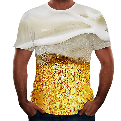 

Men's Plus Size 3D Graphic T-shirt Basic Going out Weekend Round Neck Yellow / Short Sleeve