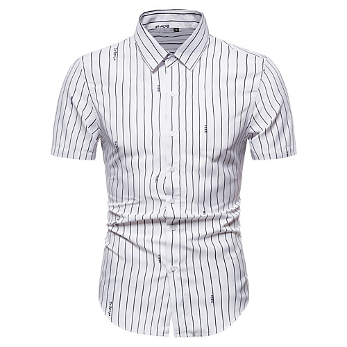 

Men's Solid Colored Shirt Basic Elegant Daily Weekend White / Navy Blue