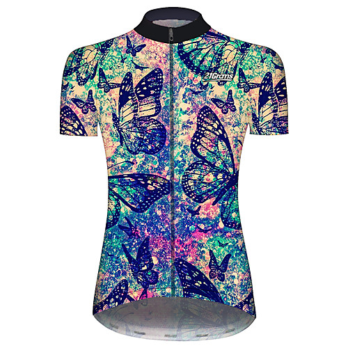 

21Grams Women's Short Sleeve Cycling Jersey Black / Blue Butterfly Tie Dye Floral Botanical Bike Jersey Top Mountain Bike MTB Road Bike Cycling UV Resistant Quick Dry Breathable Sports Clothing