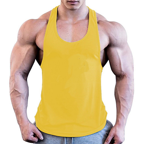 

Men's Tank Top Solid Colored Sleeveless Sports Tops Cotton White Red Yellow
