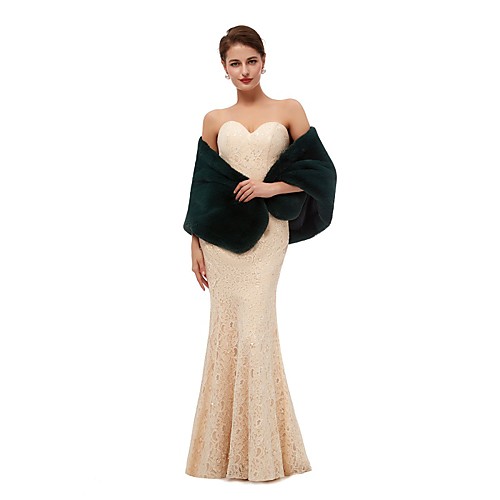 

Sleeveless Shawls Faux Fur Party / Evening Shawl & Wrap / Women's Wrap With Button