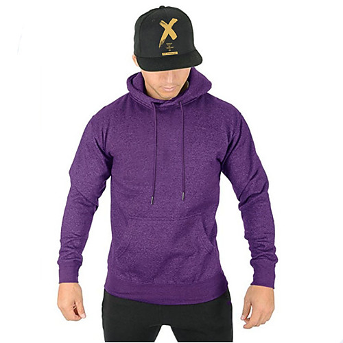 

Men's Hoodie Solid Colored Hooded Sports & Outdoors Basic Hoodies Sweatshirts Slim Black Blue Purple