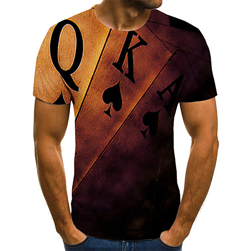 

Men's Plus Size Geometric 3D Pleated Print T-shirt Street chic Exaggerated Daily Going out Round Neck Rainbow / Short Sleeve