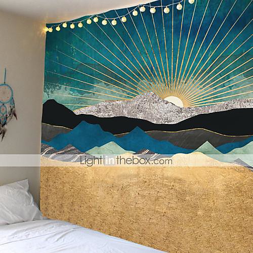 

Sunset Mountain Indigo Tapestry Natuur Art Muur Stof Hippie Psychedelische Tapijt Muur Opknoping Boom Landschap Muur Tapijt Doek