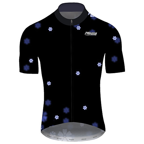 

21Grams Men's Short Sleeve Cycling Jersey Black / White Floral Botanical Bike Jersey Top Mountain Bike MTB Road Bike Cycling UV Resistant Breathable Quick Dry Sports Clothing Apparel / Stretchy