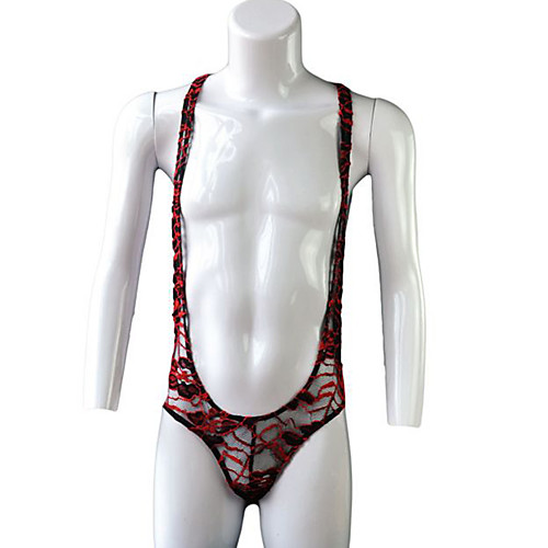 

Men's Lace Bodysuits Nightwear Color Block Purple Blushing Pink Orange One-Size