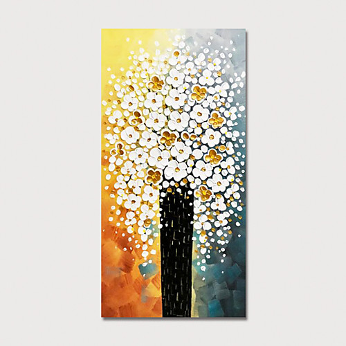 

Oil Painting Hand Painted Vertical Abstract Floral / Botanical Modern Stretched Canvas