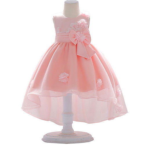 

Ball Gown Court Train Party / Wedding Flower Girl Dresses - Satin / Tulle Sleeveless Jewel Neck with Bow(s) / Appliques