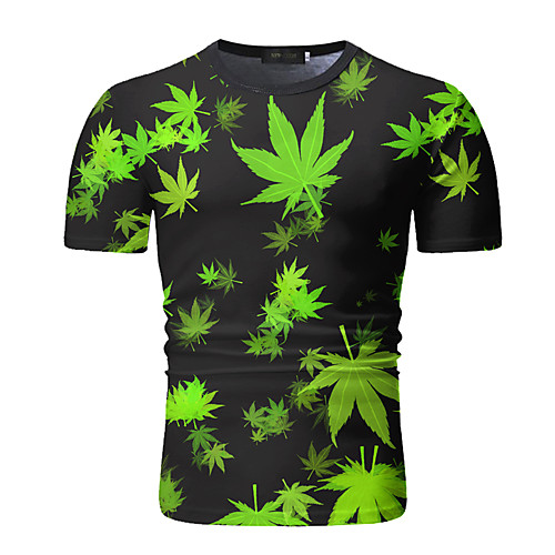 

Men's T shirt Geometric Short Sleeve Daily Tops Yellow Green