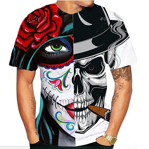 

Men's Plus Size 3D Print T-shirt Street chic Daily Round Neck Rainbow / Short Sleeve