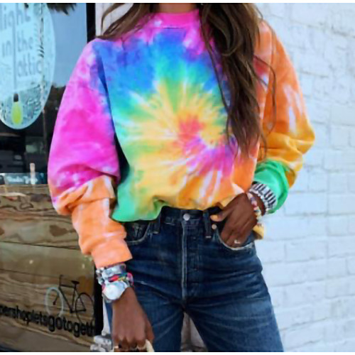 

Women's Hoodie-Sweatshirt Tie Dye Rainbow