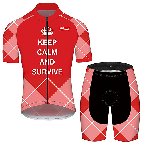 

21Grams Men's Short Sleeve Cycling Jersey with Shorts Spandex Pink Plaid Checkered Solid Color Novelty Bike UV Resistant Quick Dry Breathable Sports Plaid Checkered Mountain Bike MTB Road Bike Cycling