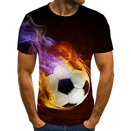 

Men's Plus Size Geometric 3D Pleated Print T-shirt Street chic Exaggerated Daily Going out Round Neck Rainbow / Short Sleeve