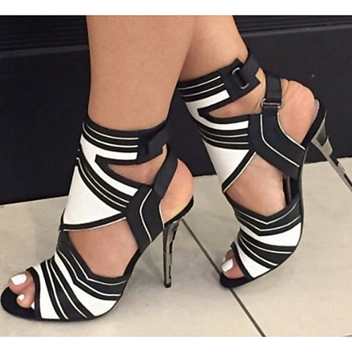 

Women's Sandals Stiletto Heel Open Toe PU Summer White