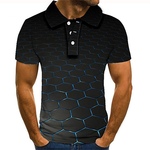 

Men's Plus Size 3D Graphic Polo Street chic Exaggerated Daily Going out Shirt Collar Rainbow / Short Sleeve