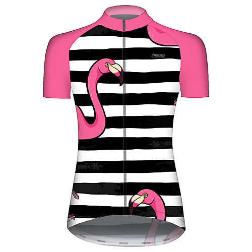 

21Grams Women's Short Sleeve Cycling Jersey Black / Red Stripes Flamingo Animal Bike Jersey Top Mountain Bike MTB Road Bike Cycling UV Resistant Quick Dry Breathable Sports Clothing Apparel
