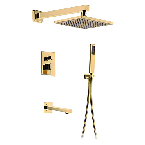 

Shower Faucet Set - Handshower Included Rainfall Shower Gold Color Shower Faucet Set Brass Spout Luxury Bathtub Shower Mixer Tap