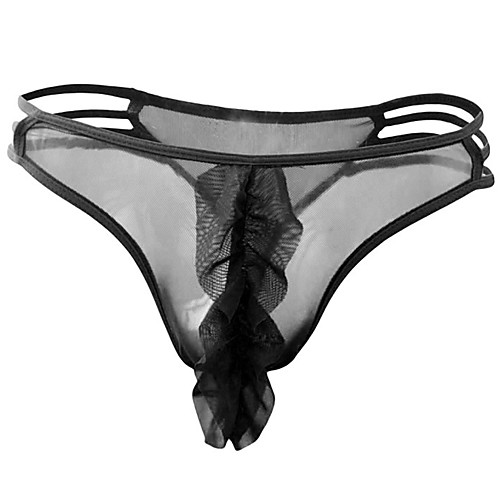 

Men's Mesh G-string Underwear - Normal Low Waist Red White Black One-Size
