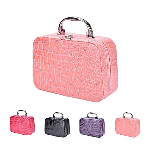 

Makeup Box Crocodile Texture PU Leather Portable Travel Bag With Handle