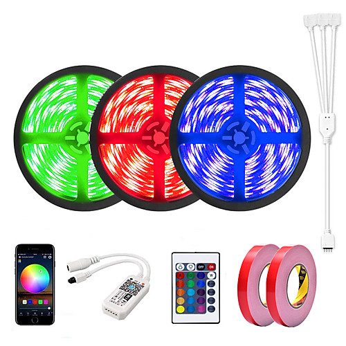 

ZDM 3x5M LED Light Strips RGB Tiktok Lights Smart Lights 450 LEDs 5050 SMD 10mm 1 24Keys Remote Controller / WiFi Controller / 1x5m Double-sided Tape 1 set APP Control / Cuttable / Linkable 12 V