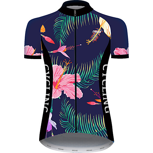 

21Grams Women's Short Sleeve Cycling Jersey PinkGreen Floral Botanical Animal Bike Jersey Top Mountain Bike MTB Road Bike Cycling UV Resistant Breathable Quick Dry Sports Clothing Apparel / Stretchy