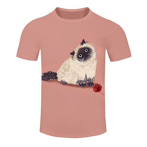 

Men's Short Sleeve Running Shirt Tee Tshirt Top Summer Cotton Moisture Wicking Quick Dry Breathable Gym Workout Running Active Training Jogging Sportswear Cat Plus Size Pink Activewear Micro-elastic