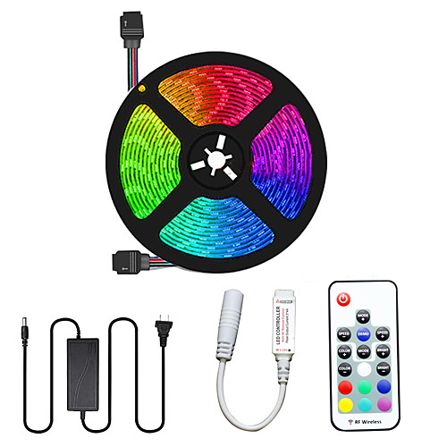 

5m Flexible LED Light Strips Light Sets RGB Tiktok Lights 300 LEDs SMD5050 10mm 17-Key Remote Controller 1 X 12V 5A Power Supply 1 set Multi Color Cuttable Party Decorative 12 V