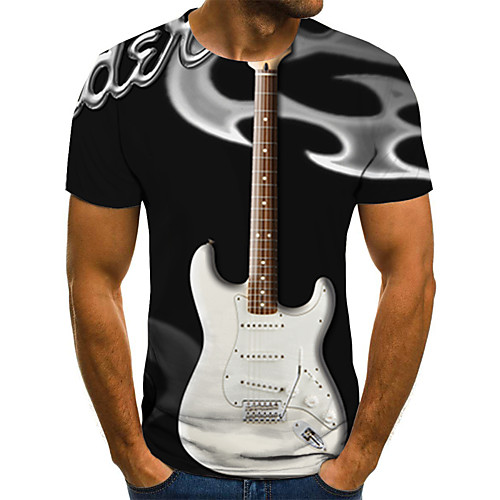 

Men's Plus Size Geometric 3D Pleated Print T-shirt Street chic Exaggerated Daily Going out Round Neck Rainbow / Short Sleeve
