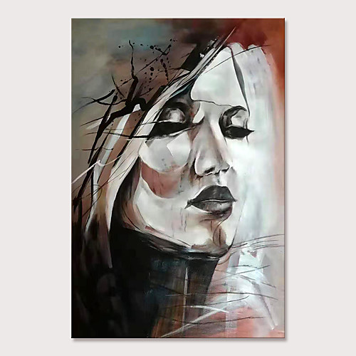 

Mintura Large Size Hand Painted Abstract Girl Oil Paintings on Canvas Pop Art Wall Pictures For Home Decoration No Framed