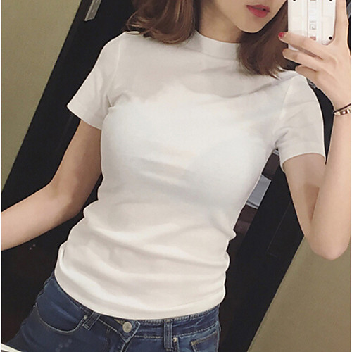 

Women's Solid Colored T-shirt Daily White / Black