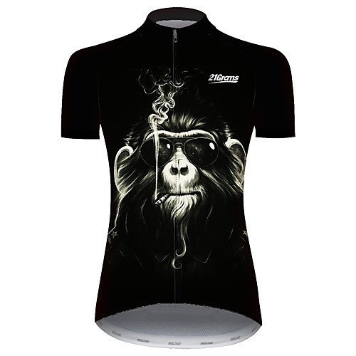 

21Grams Women's Short Sleeve Cycling Jersey Spandex Polyester Black Animal Monkey Bike Jersey Top Mountain Bike MTB Road Bike Cycling UV Resistant Breathable Quick Dry Sports Clothing Apparel