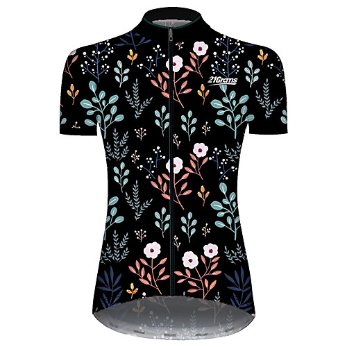 

21Grams Women's Short Sleeve Cycling Jersey Black / Red Floral Botanical Animal Bike Jersey Top Mountain Bike MTB Road Bike Cycling UV Resistant Breathable Quick Dry Sports Clothing Apparel