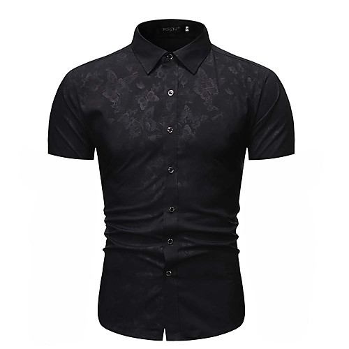 

Men's Shirt Geometric Print Short Sleeve Holiday Tops Tropical Black Blue Navy Blue