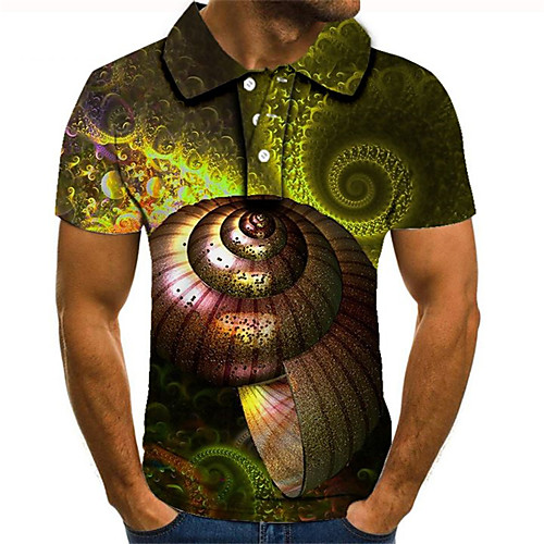 

Men's Plus Size Color Block 3D Polo Street chic Exaggerated Daily Going out Shirt Collar Rainbow / Short Sleeve