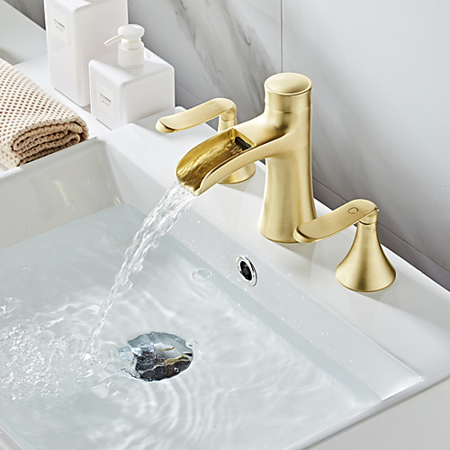 

Bathroom Sink Faucet - Waterfall / Widespread Painted Finishes Widespread Two Handles Three HolesBath Taps