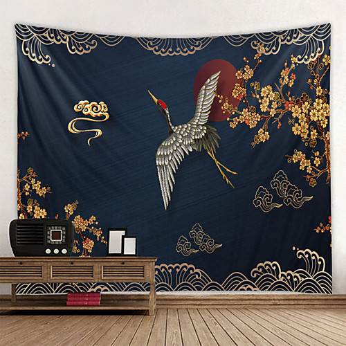 

Chinese Style Wall Tapestry Art Decor Blanket Curtain Picnic Tablecloth Hanging Home Bedroom Living Room Dorm Decoration Crane Bird Flower Cloud