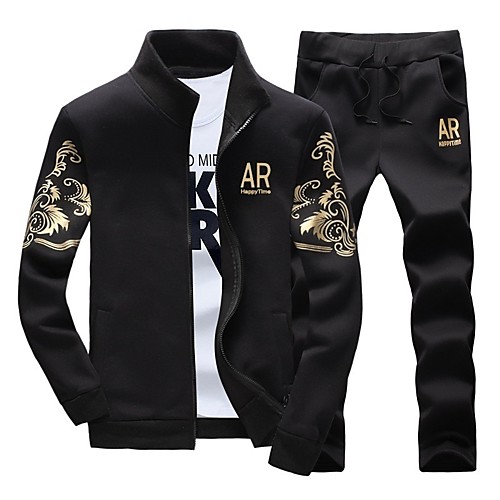 

Men's 2-Piece Full Zip Tracksuit Sweatsuit Jogging Suit 2pcs Winter Front Zipper Stand Running Active Training Fitness Thermal / Warm Breathable Moisture Wicking Sportswear Athletic Clothing Set Long